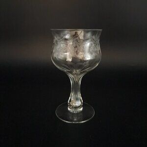 Tiffin-Franciscan Jap Lily Clear Etched Crystal Stemmed Glass
